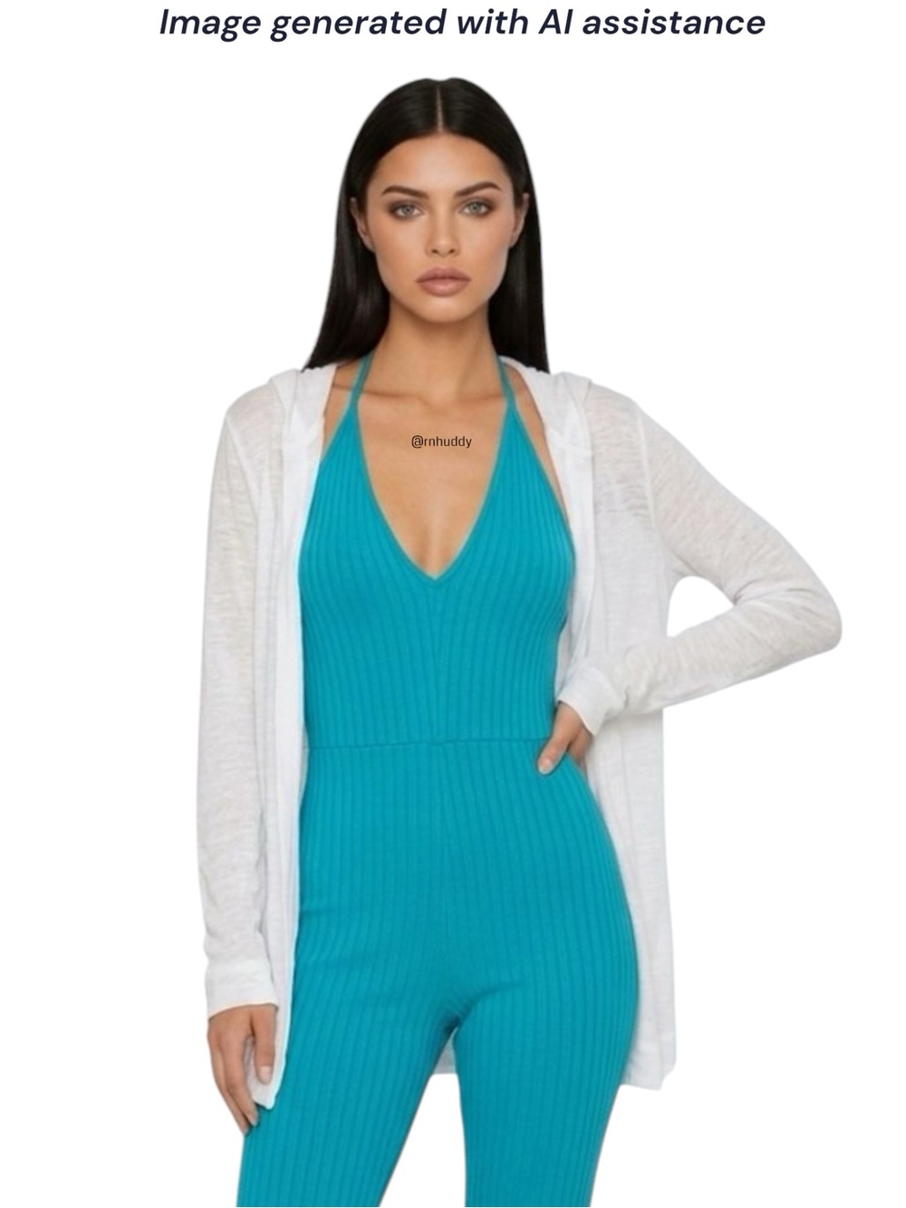 Cynthia Rowley M linen white hooded open cardigan